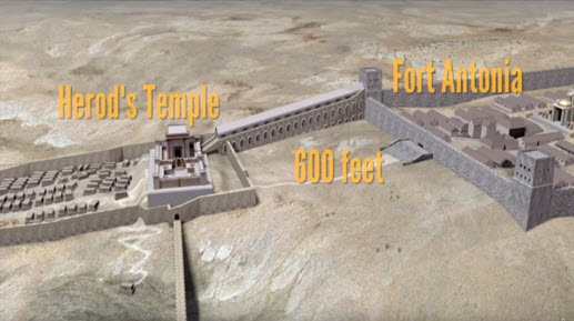 Herods temple 600 feet south